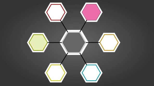 Hexagons being colored one by one by lighting spot