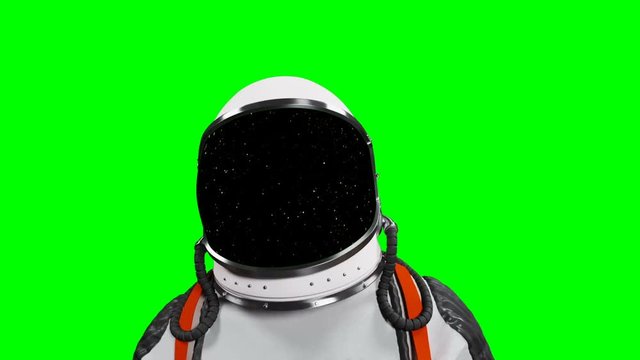 Astronaut transition/revealer, on a green screen. 