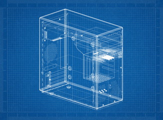 Computer case Architect blueprint