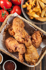 Breaded crispy fried kentucky chicken drumctick