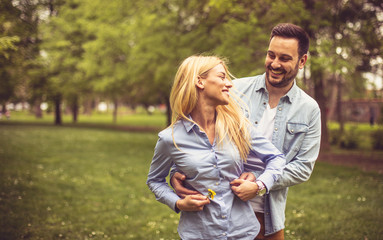 Fototapeta premium Couple on meadow.