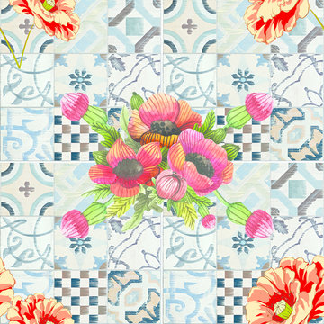 Pattern floreale maiolico texture di fondo