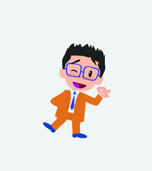 Businessman with glasses doing the OK sign with his hand.