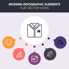 Modern, simple, colorful vector infographic background with weight, money, sign, monitor, safe, medical, unlock, clothing, front, business, laboratory, purse, fashion, key, scientific, wallet icons