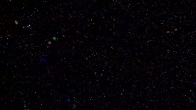 Particulas de luces y puntos brillantes flotando en movimiento sobre fondo negro