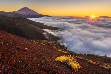 Teide volcano in Tenerife in the beautiful light of the setting sun