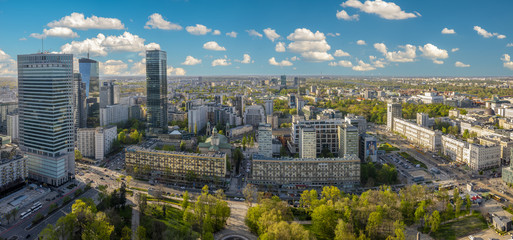 Panorama of Warsaw from a bird's eye view