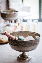 Champagne bottle in ice