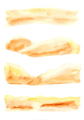 Watercolor collection of sands. Four types of desert landscapes.