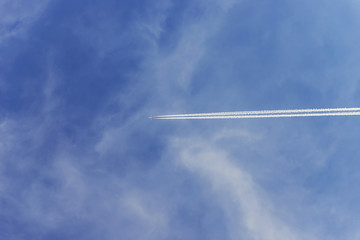 trace of the plane in the sky