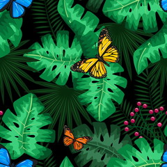Exotic tropical nature environment repeating pattern background.