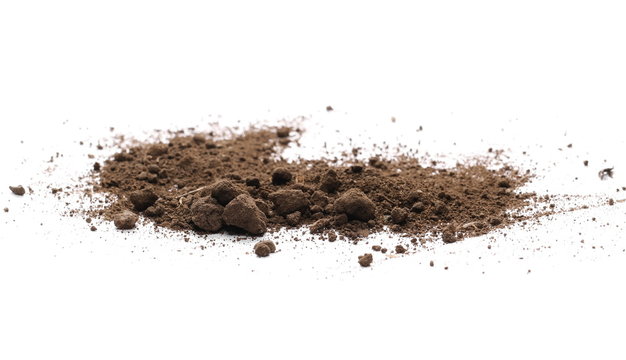 Pile of soil, dirt isolated on white background