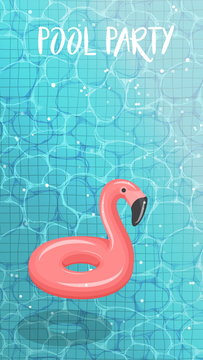 Water surface with ripples and flamingo swimming circle.