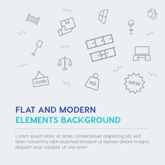 shopping, furniture, housekeeping outline vector icons and elements background concept on grey background.Multipurpose use on websites, presentations, brochures and more