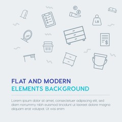 shopping, furniture, housekeeping outline vector icons and elements background concept on grey background.Multipurpose use on websites, presentations, brochures and more