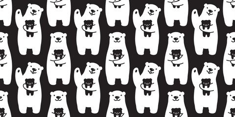 bear seamless pattern polar bear vector panda teddy isolated background repeat wallpaper cartoon black