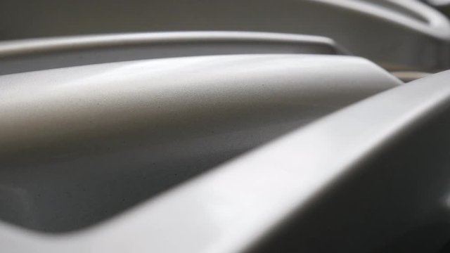 Close-up of aluminium alloy wheel tilting video