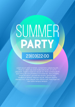 Vertical blue pool party background with graphic elements and text.  