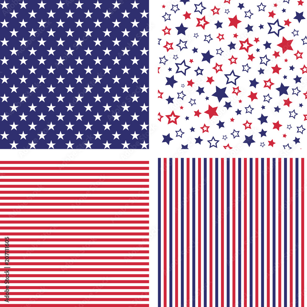 Wall mural vector set of us style seamless patterns
