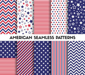 Fototapeta premium Big set of american style vector seamless patterns