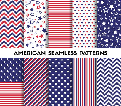 Big set of american style vector seamless patterns