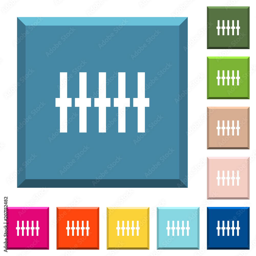 Aufkleber graphical equalizer white icons on edged square buttons