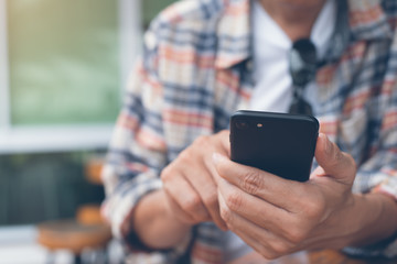 Man using smartphone