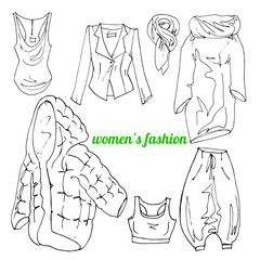 Woman's fashion scetch vector clothes