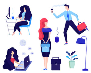 Office concept business people vector illustration flat design