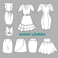 Woman's fashion scetch clothes