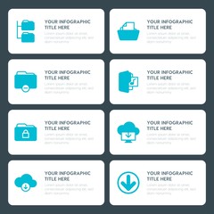 Flat cloud and networking, arrows, folder, cursors infographic timeline template for presentations, advertising, annual reports