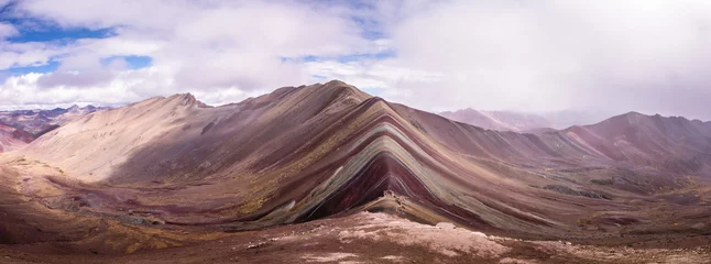 Plaid mouton avec motif Vinicunca Vinicunca, Rainbow Mountain panoramique - Pérou