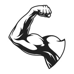 Naklejka premium Vintage bodybuilder flex arm template