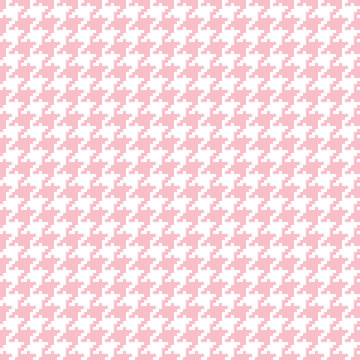 Retro Seamless Pixel Houndstooth Pattern Rose