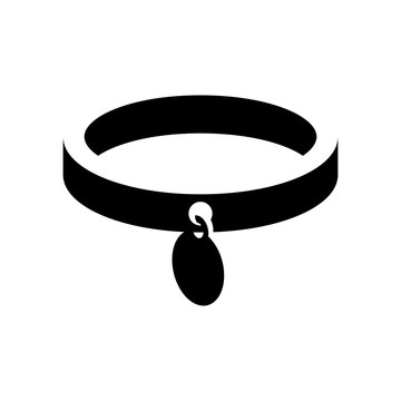 Icono plano collar de mascota en espacio negativo en color negro