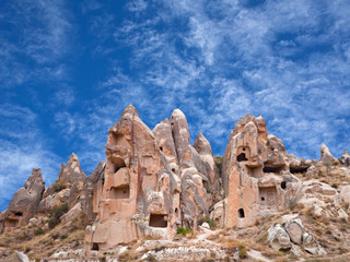 Panorama of unique geological formations in Cappadocia, Central Anatolia, Turkey