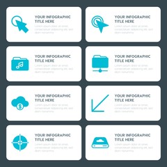 Flat cloud and networking, arrows, folder, cursors infographic timeline template for presentations, advertising, annual reports
