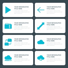 Flat cloud and networking, arrows, folder, cursors infographic timeline template for presentations, advertising, annual reports