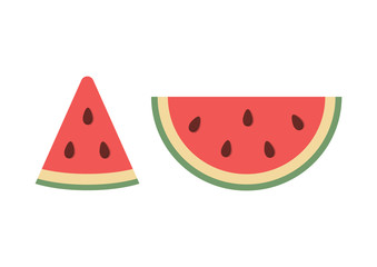 Fresh watermelon slice icon, flat design vector illustration.