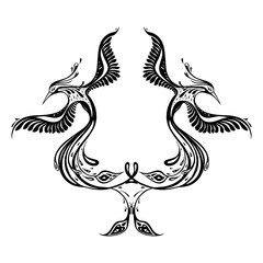 Beautiful peacock. Exotic bird. Vector hand drawn detailed illustration