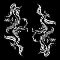 Beautiful peacock. Exotic bird. Vector hand drawn detailed illustration