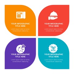 Fototapeta premium Flat food, hotel, sports, nature infographic timeline template with floral shape for presentations, advertising, annual reports