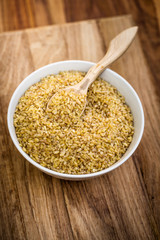 Groats of bulgur in a bowl