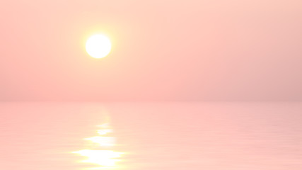 Fototapeta na wymiar Sunset sky with sun reflected in water.