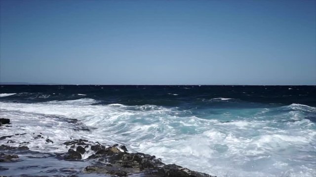 Aerial slow motion of beautiful sea waves.
