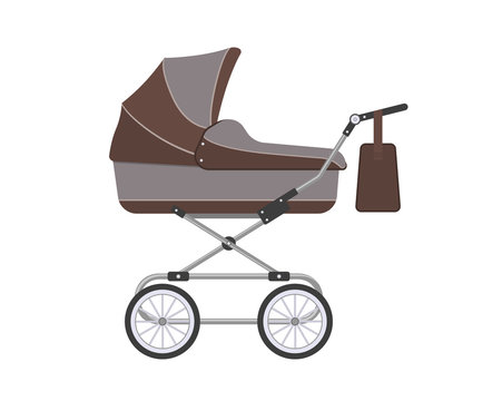 Vector illustration. Baby stroller on a white background.