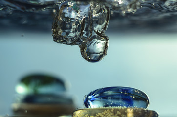Glass stones and water bubbles