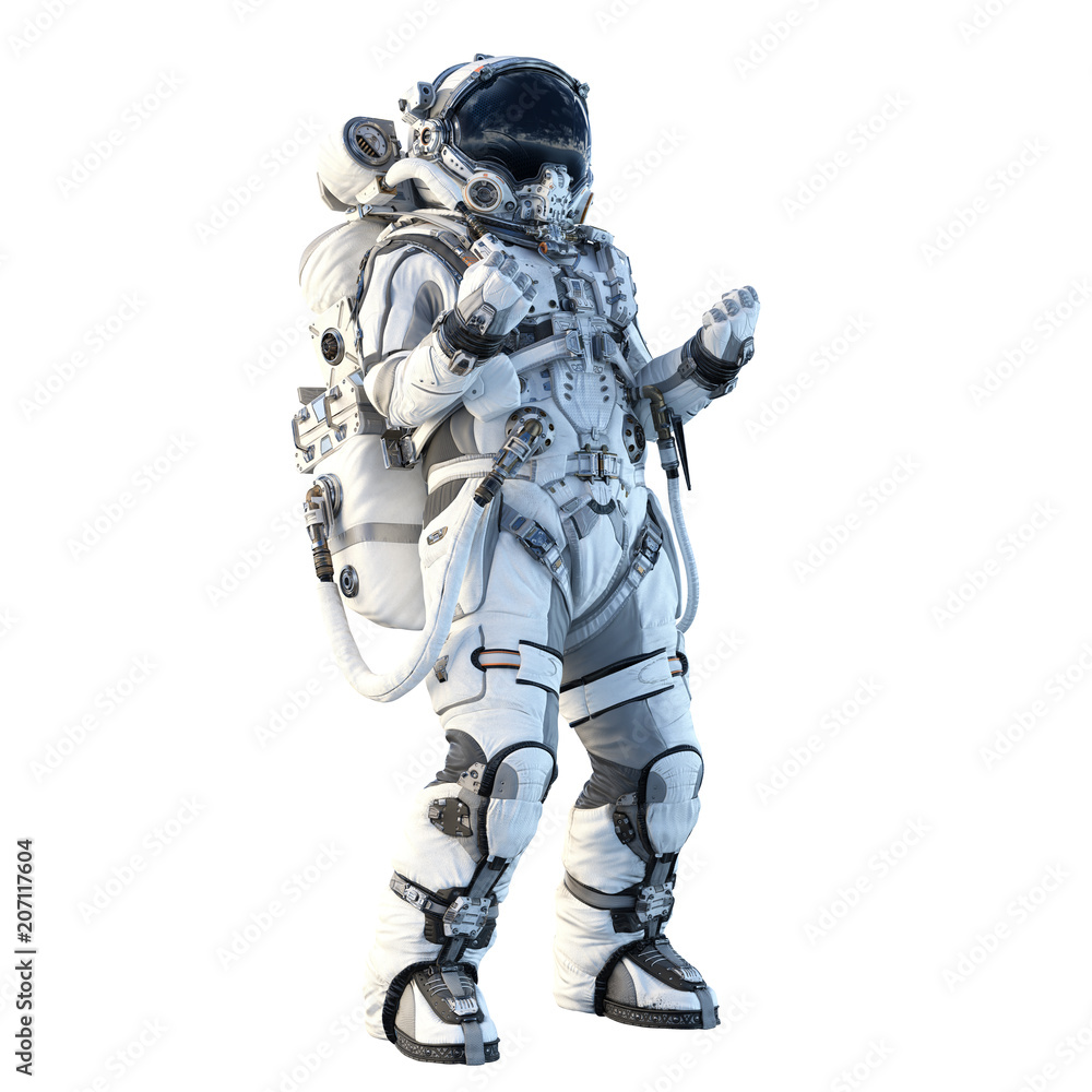 Wall mural astronaut on white. mixed media
