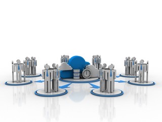 3d illustration cloud Business Network 