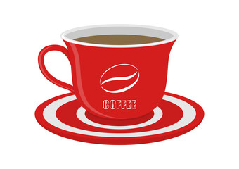 Vector coffee cup with a plate isolated on a white background.